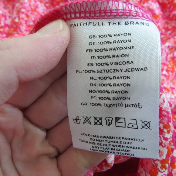 FAITHFULL THE BRAND Raphaela Midi Dress in Almona Floral Print Pink - Size US 8 - Picture 13 of 13